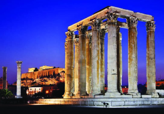 The Temple of Olympian Zeus, with Acropolis in the background