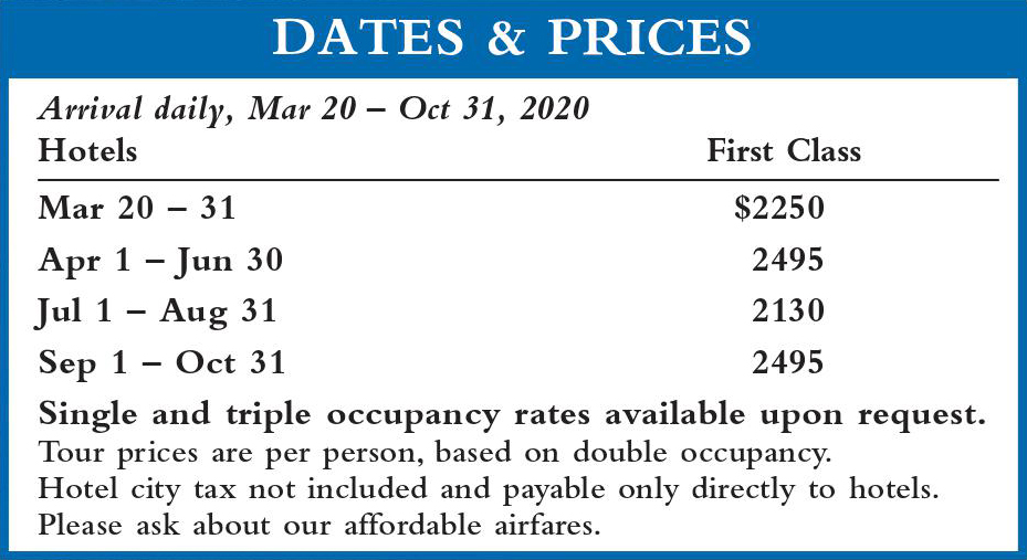 Crown Italia Dates and Prices 2020