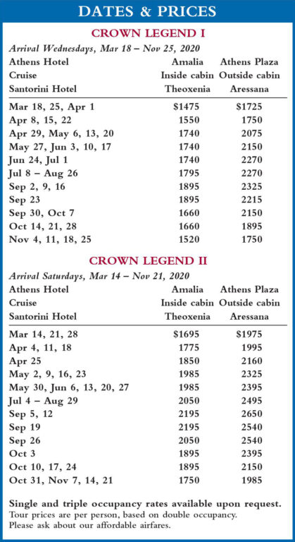 Crown Legend Dates and Prices 2020