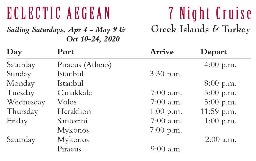 Eclectic Aegean 7 Night Cruise 2020