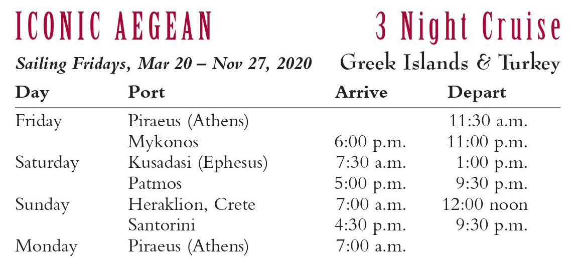 Iconic Aegean 3 night cruise 2020