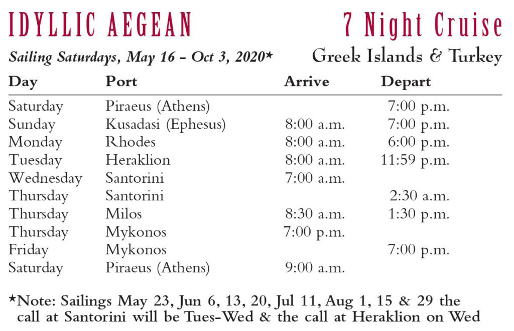 Idyllic Aegean 7 night cruise 2020